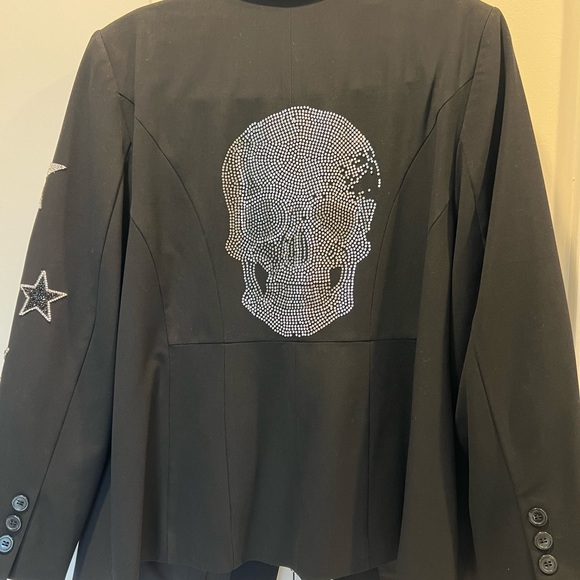 Custom made plus size scull blazer in rinstones - Picture 2 of 8